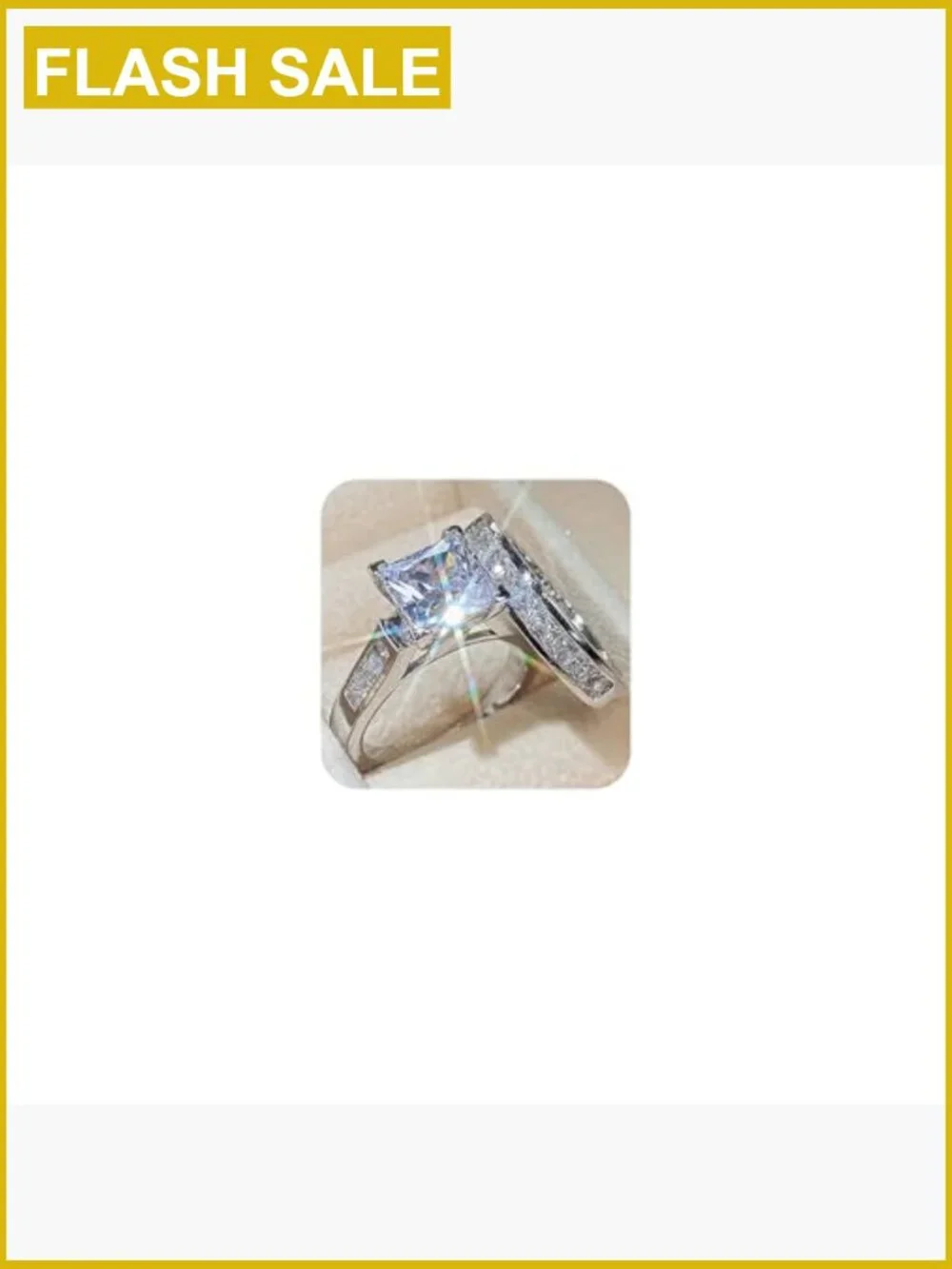 Platinum Plated Sterling Silver CZ Wedding Ring Set Size 7-10